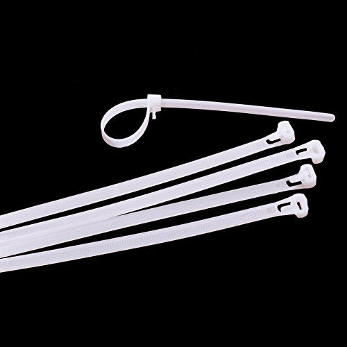  [AUSTRALIA] - 100pcs 6"(150mm)L 0.3"(7.8mm)W Releasable/Reusable Nylon Cable Zip Ties 120lbs Tensile Strength.for Organization/Management.White