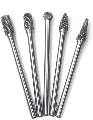  [AUSTRALIA] - Carbide Burrs Set 5pcs JESTUOUS 1/4 Inch Shank Diameter Extended Long Double Cut edge Solid Tungsten Carbide Burr Rotery File for Die Grinder Bits Drilling
