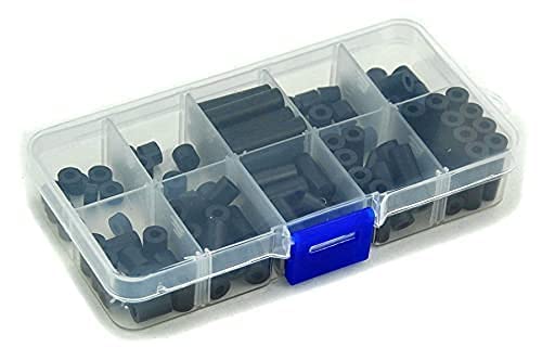  [AUSTRALIA] - Electronics-Salon Black Nylon Round Spacer Assortment Kit, for M3 Screws, Plastic.