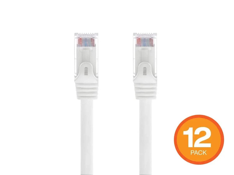 [AUSTRALIA] - Monoprice Cat6 Ethernet Patch Cable - 0.5 Feet - White (12 Pack) Snagless RJ45, Stranded, 550MHz, UTP, Pure Bare Copper Wire, 24AWG - Flexboot Series