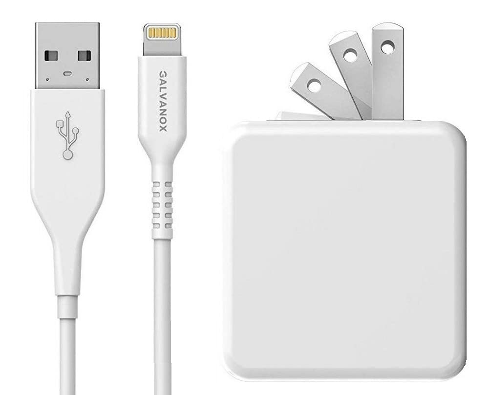  [AUSTRALIA] - Galvanox (Apple MFi Certified) iPhone Charger Cable (5ft) with 17W Power Adapter - Lightning to USB Charging Cord Plus Dual USB-Port Wall Plug (for iPhone 7/8/X/XR/XS/11/12/13/14 Pro Max)