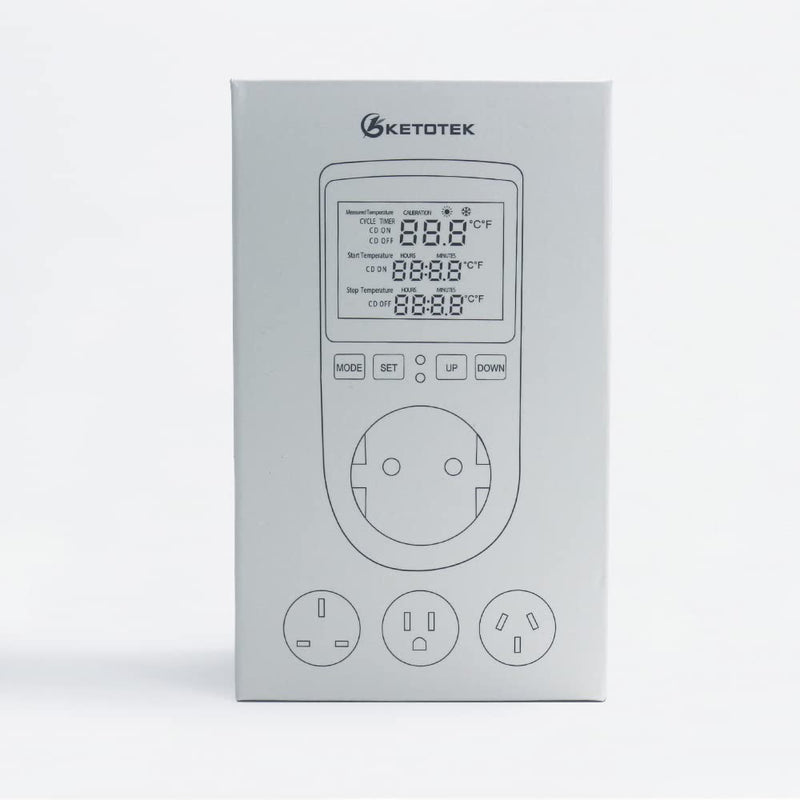  [AUSTRALIA] - KETOTEK Temperature Controller Socket 230V with Sensor Digital Thermostat Socket Heating Cooling Temperature Switch for Greenhouse Refrigerator, White
