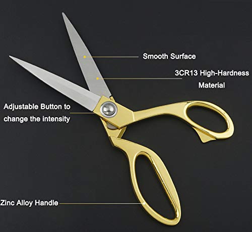  [AUSTRALIA] - Stainless Steel Sharp Tailor Scissors for Clothing Dressmaking Shears Fabric Craft Cutting Adjustable Kitchen Scissors, Gold (8'')