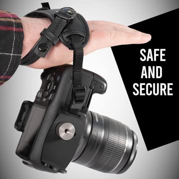  [AUSTRALIA] - Camera Hand Wrist Strap Black, Comfortable Secure Grip, Compatible with Mirrorless and DSLR Cameras, Steady Support Wrist Straps, Adjustable to Hands, Easy to Install