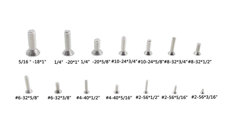  [AUSTRALIA] - HVAZI #2-56 to 5/16"-18 UNC 304 Stainless Steel Phillips Flat Head Machine Screws Assortment Kit