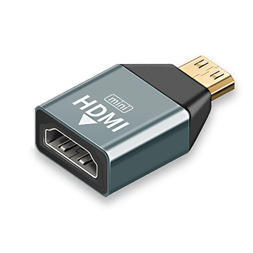  [AUSTRALIA] - Mini HDMI to HDMI Adapter, UVOOI HDMI Mini to HDMI Female Adapter (1Pcs) 4K 60Hz Compatible with Raspberry Pi, Camera, Camcorder, DSLR, Tablet and More 1.4 inch Grey