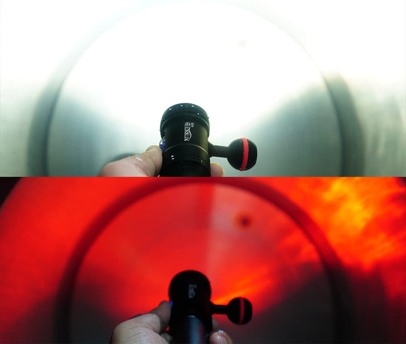  [AUSTRALIA] - Dive Video Light 2000 Lumen Dive Photography Camera Light for gopro Dive LED Flashlight lamp, 100M/330FT Underwater Flood Light with White Beam red Beam Battery Rechargeable Torch NiteScuba V20 black