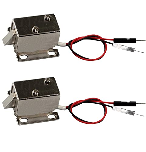  [AUSTRALIA] - risingsaplings 2pcs DC 12V Current 0.4A Current Mini Electromagnetic Electric Drawer Lock Solenoid Control Lock for Door Access Cabinet Lock Farm School Hotel Design Slim Tongue 27X29X18(mm) 12V 0.4A