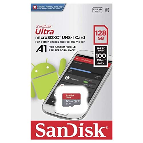  [AUSTRALIA] - SanDisk 128GB Ultra MicroSD Memory Card Works with LG G6, LG V30, Q6, G5, G4, K40, Phoenix 4 Cell Phone (SDSQUAR-128G-GN6MN) Bundle with (1) Everything But Stromboli Micro Card Reader Class 10 128GB