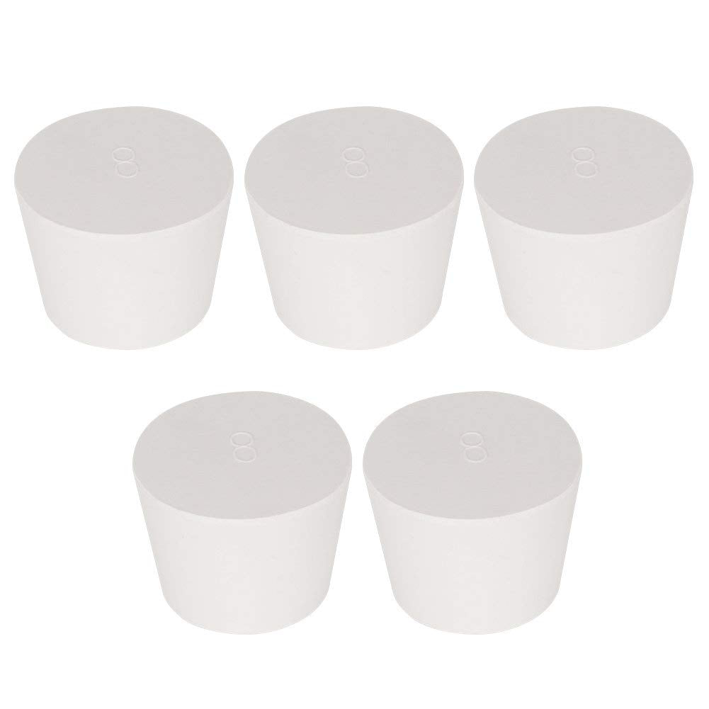  [AUSTRALIA] - Labasics Solid Rubber Stoppers, White Tapered Lab Seal Rubber Stoppers (5-Pack, 8#)