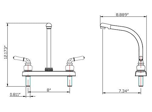  [AUSTRALIA] - Dura Faucet DF-PK210C-CP Hi-Rise RV Kitchen Faucet with Classical Levers (Chrome) Chrome Polished