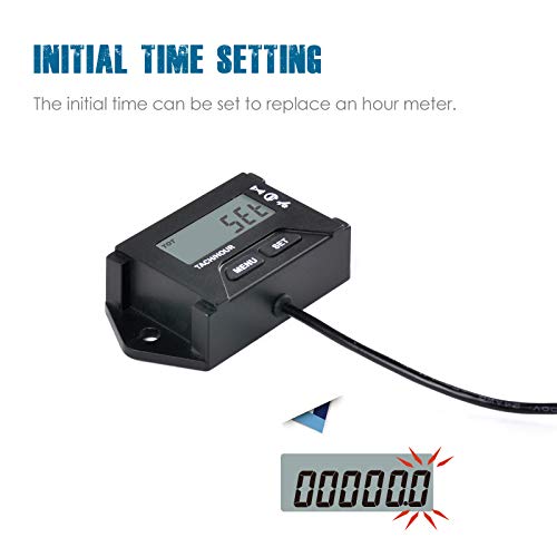  [AUSTRALIA] - Runleader Digital Hour Meter Tachometer, Maintenance Reminder, Alert RPM Reminder, Initial hours Settable, User shutdown, Use for ZTR Lawn Mower Generator Marine ATV Motor and Gas Powered Equipment