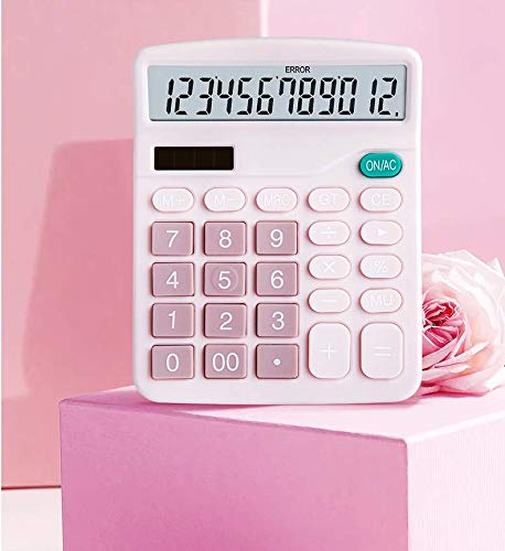  [AUSTRALIA] - YOUHO Calculator, 12-bit Solar Battery Dual Power Standard Function Electronic Calculator with Large LCD Display Office Calculator Black(ONE Battery) (KK-837B, 1PACK，Pink) 1PACK Pink