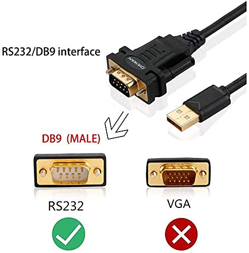  [AUSTRALIA] - OIKWAN USB to RS232 DB9 Serial Cable Male Converter Adapter with FTDI Chipset for Windows 11,10, 8.1, 8, 7, Vista, XP, 2000, Linux and Mac OS X 10.6 (10ft)… 10FT USB to DB9