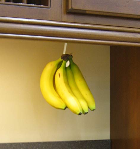 Banana Hook Hanger Under Cabinet Hook Ripens Bananas with Less Bruises, Hang Other Lightweight Kitchen Items, Folds Up Out of Sight When Not in Use, Self-Adhesive + Pre-drilled Screw Holes (White) - LeoForward Australia