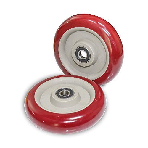  [AUSTRALIA] - URBEST Push Cart Wheels, Heavy Duty 4 Inch PU Caster Wheels Bearings Repair Kits, Pltae Casters, Shelf Replacement Wheels for Platform Trucks up to 265 Pounds (M:4 Inch,Red)