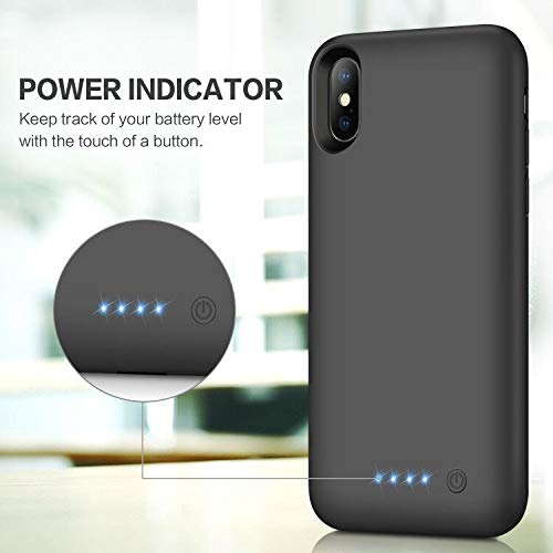  [AUSTRALIA] - QTshine Battery Case for iPhone X/XS/10, Newest [6500mAh] Protective Portable Charging Case Rechargeable Extended Battery Pack for Apple iPhone X/XS/10(5.8') Backup Power Bank Cover - Black