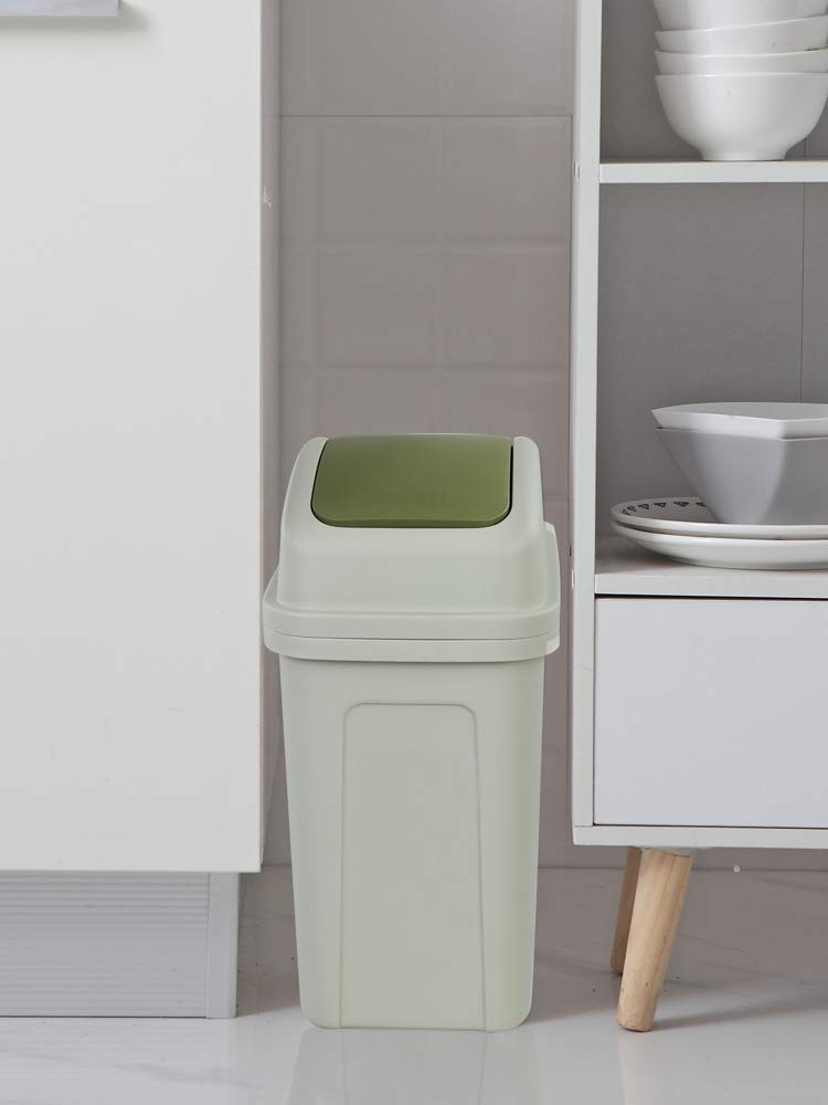  [AUSTRALIA] - Dehouse 10 L/2.6 Gallon Trash Can with Swing-Top Lid, Plastic Swing-Top Trash Can (Green) Green