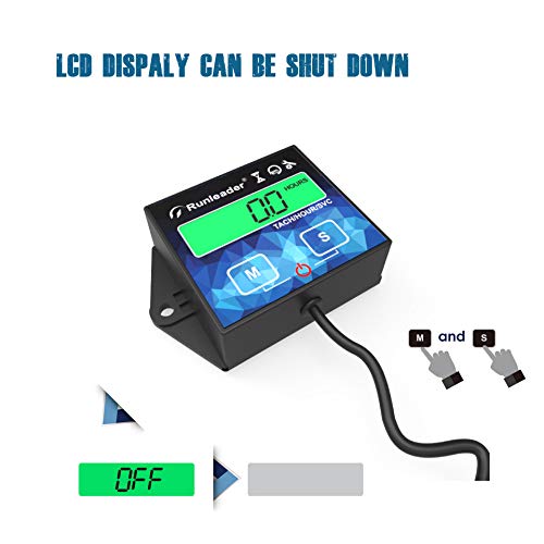  [AUSTRALIA] - Runleader Backlight Hour Meter Tachometer, Maintenance Reminder, Battery Replaceable, User Shutdown,Use for Lawn Mower Tractor Generator Marine Outboard ATV Motor Snowmobile and Gas Powered Equipment