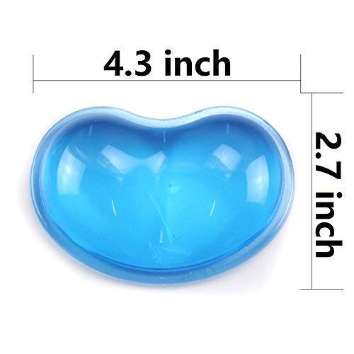  [AUSTRALIA] - LetGoShop Silicone Gel Wrist Rest Cushion Heart-Shaped Translucence Ergonomic Mouse Pad Cool Hand Pillow Effectively Reduce Wrist Fatigue Pain, Blue