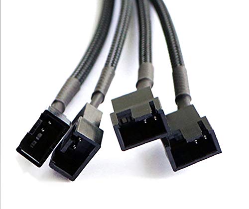 [AUSTRALIA] - TeamProfitcom 4 Pin Molex to 4 x 3/4-Pin 12V PC Case Fan Adapter Cable Splitter Braided Sleeved (2 Pack)