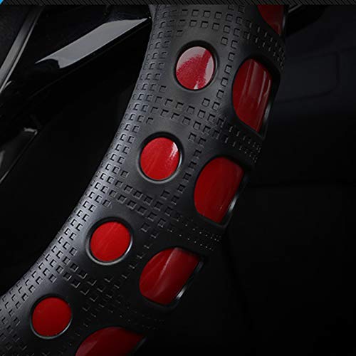  [AUSTRALIA] - Mayco Bell D Cut Steering Wheel Cover - D Shaped Flat Bottom Microfiber Leather Anti-Skid Breathable Fit 14.5"-15" (Red) Red