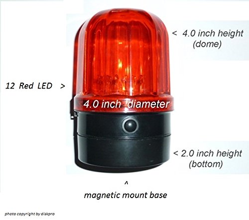  [AUSTRALIA] - Diskpro, 6" High 12 Red LED Beacon Flashing Light, Magnetic Mount base, 2 D-size batteries required. Recommended for Indoor Alert light or party novelty use.