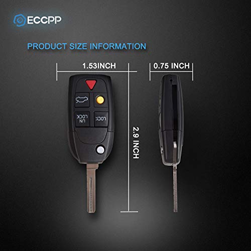  [AUSTRALIA] - ECCPP Replacement fit for Uncut Keyless Entry Remote Control Car Key Fob Shell Case Volvo S40 S60 S80 V70 XC70 XC90 C70 S90 V90 LQNP2T-APU (Pack of 1)