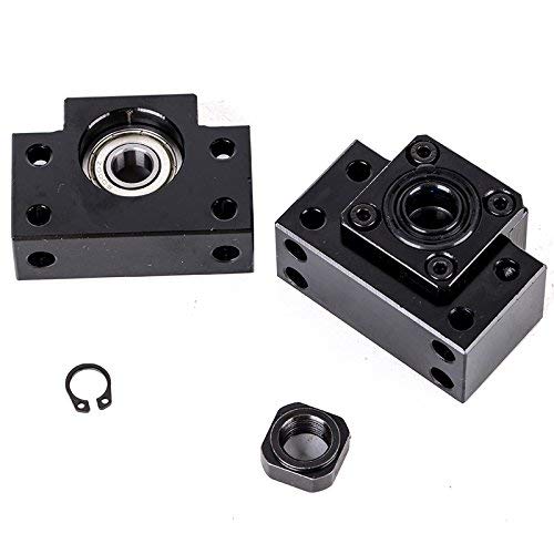  [AUSTRALIA] - BestTeam BK12 & BF12 Bearing Block, 2pcs/Set BK12 BF12 Carbon Steel Ballscrew End Supports Bearing Blocks Mounts Base Mayitr Black Ball Screw Bearing Block Bracket