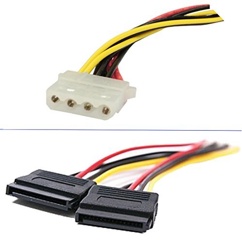 2 Pack 4 Pin IDE Female Molex to Dual SATA Power Y-Cable Adapter 8.67 Inches - LeoForward Australia