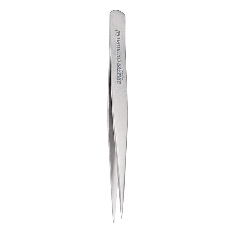  [AUSTRALIA] - AmazonCommercial Stainless Steel Non-Magnetic Precision Tweezers with Very Fine Point Tips for Microelectronics Applications, 4-3/4" Length 4.80 x 0.35 x 0.25 inch