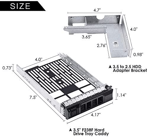  [AUSTRALIA] - 3.5 inch Hard Drive Caddy Tray for Dell PowerEdge Servers - with 2.5 inch HDD Adapter NVMe SSD SAS SATA Bracket