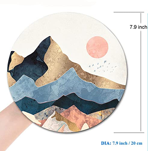  [AUSTRALIA] - Armanza Mouse Pad, Sunrise Mountain Mouse Pad, Cute Small Round Mousepad for Laptop Office Desk, Waterproof Non-Slip Rubber Base Computer Mouse Pads for Wireless Mouse, Abstract Mountain 02 Sunrise