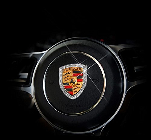  [AUSTRALIA] - AUTO-P Suitable for Porsche 911 macan Panamera Cayenne Interior Steering Wheel Logo Decorative Stickers (Silver) Silver