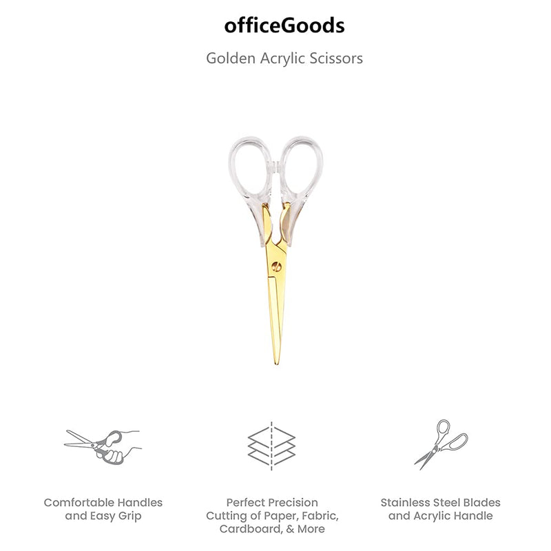  [AUSTRALIA] - Acrylic Scissors,Multipurpose Stylish Scissors, Stainless Steel Scissors with Clear Acrylic Handle, Stationery Paper Cutting Tool for Office, Home, School (Gold)