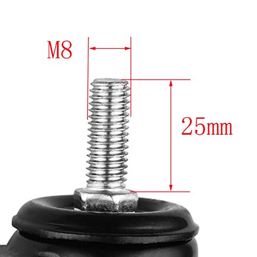 Mioni M8x25mm 4 pieces load-bearing 240kg PU rotating caster trolley furniture caster replacement (Without brake casters) - LeoForward Australia