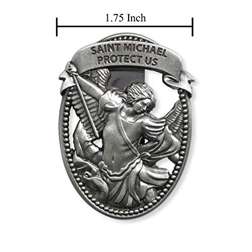  [AUSTRALIA] - Sacred Traditions Silver Tone Zinc Alloy Archangel St Michael Protect Us Visor Clip, 2 1/4 Inch