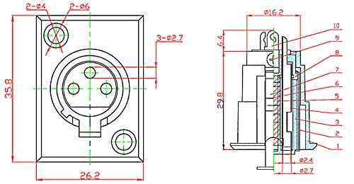  [AUSTRALIA] - CERRXIAN XLR 3 Pin Female Jack Socket Keystone Wall Plate Panel Mount Audio Microphone Connector Adapter Converter (2-Pack)