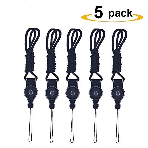 5 Pcs Detachable Long Lanyard Neck Strap - Ideal for Mobile Cell Phone / Smartphones / Phone Case / Camera / Key and Any Other Electronic Devices with a Lanyard Hole - Black - LeoForward Australia