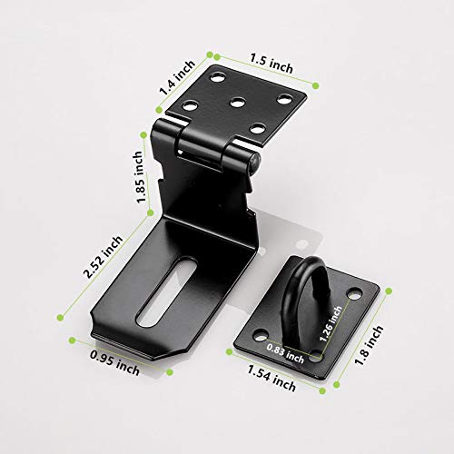  [AUSTRALIA] - Door Hasp Padlock Latch Stainless Steel Safety Clasp Hasp Lock Latch Matte Black Finish 2 Pack (90Degree 4inch) 90Degree 4inch