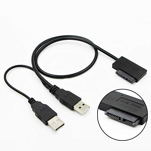 xqjtech USB2.0 to SATA 6+7 13Pin Slimline Slim SATA Cable with External USB2.0 Power Supply for Laptop CD-ROM DVD-ROM ODD Adapter Converter - LeoForward Australia