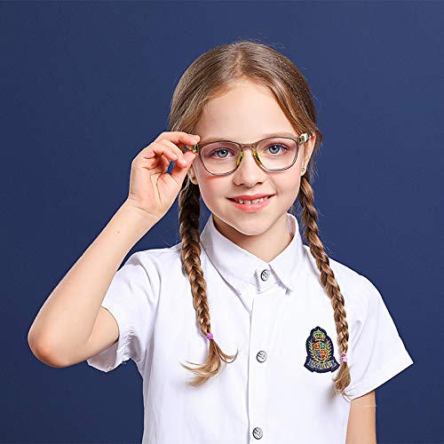 Blue Light Glasses,Kids Glasses,Blue Light Glasses for Kids 3-12 Transparent Grey Yellow+deep Blue - LeoForward Australia