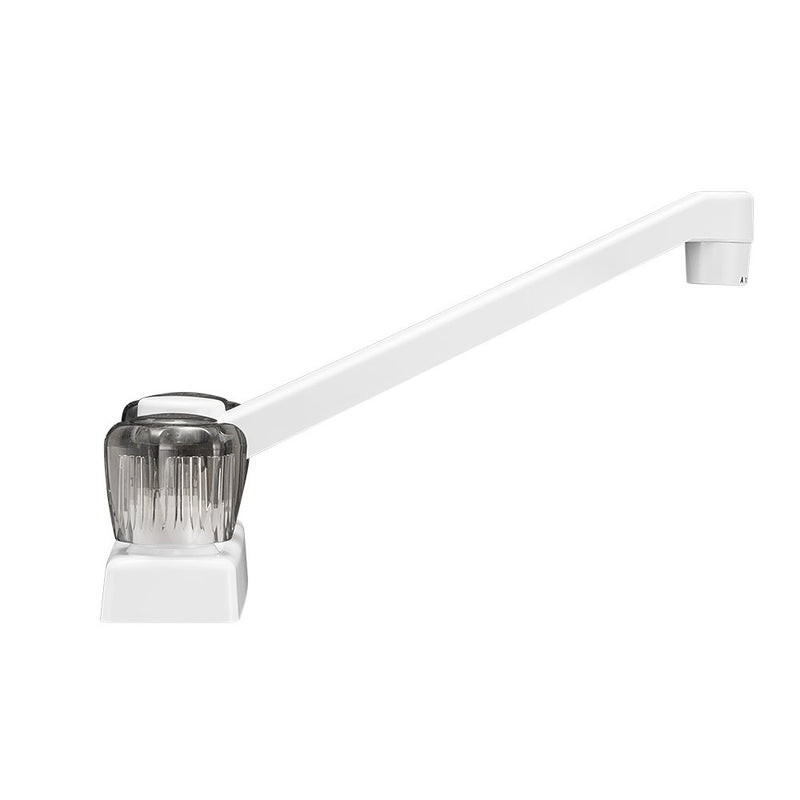  [AUSTRALIA] - Dura Faucet DF-PK640S-WT RV Kitchen, Galley, or Bar Faucet with Smoked Acrylic Knobs (White) White