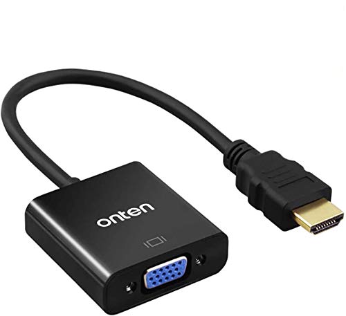  [AUSTRALIA] - HDMI to VGA, ONTEN HDMI to VGA Adapter, Gold-Plated 1080P Active HDMI to VGA Adapter Video Converter Male to Female PC/Laptop/DVD Black