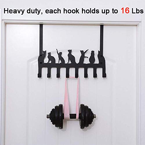 Wintek Over the Door Hook Hanger, Heavy Duty Organizer Rack for Towel, Hat,Hoodies,Coat , Cloth,Bag - 8 Hooks (Black) cat - LeoForward Australia