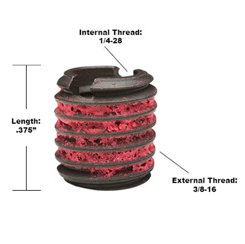  [AUSTRALIA] - E-Z LOK - 319-428 E-Z Lok Externally Threaded Insert, C12L14 Carbon Steel, Meets AISI 12L14, 1/4"-28 Internal Threads, 3/8"-16 External Threads, 0.375" Length, Made in US (Pack of 10)