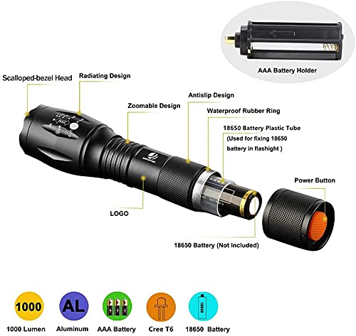  [AUSTRALIA] - Tactical Flashlight - YIFENG Led Flashlight High Lumens S1000 - XML T6 Upgraded Flash Light Ultra Bright with Zoomable 5 Modes, Camping Accessories for Outdoor Emergency Gear (2 Pack) 2 Pack