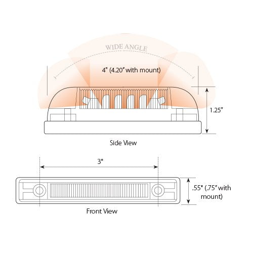  [AUSTRALIA] - Grand General 76220 4" Long Thin Line Wide Angle 6 LED Amber/Amber Marker & Clearance Light