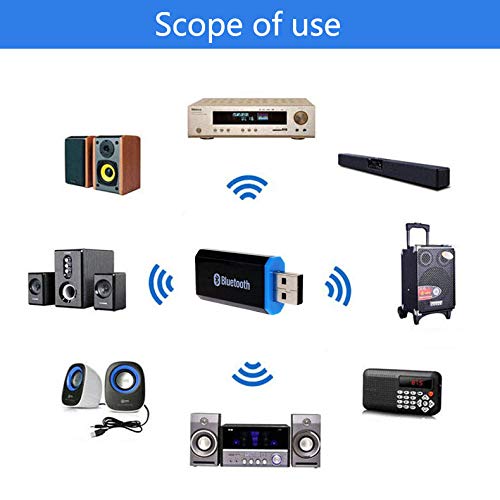  [AUSTRALIA] - USB Bluetooth Receiver Adapter Wireless Audio Adapter 3.5mm Car Kit Music Receiver for Home/Car Stereo Sound System, Portable Speskers, (Aux in) with 3.5mm Cable (Black)… Black