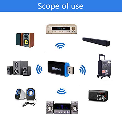 USB Bluetooth Receiver Adapter Wireless Audio Adapter 3.5mm Car Kit Music Receiver for Home/Car Stereo Sound System, Portable Speskers, (Aux in) with 3.5mm Cable (Black) Black - LeoForward Australia